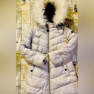 Warm Michael Kors 6X Girls Winter Coat With Faux Fur Hood